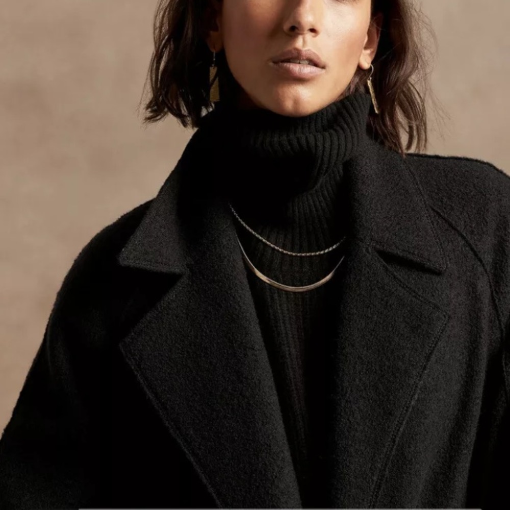 Banana Republic Black Wool Pea Coat